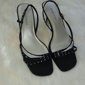 Karen Scott black glimmer heels size 8 + jewelry